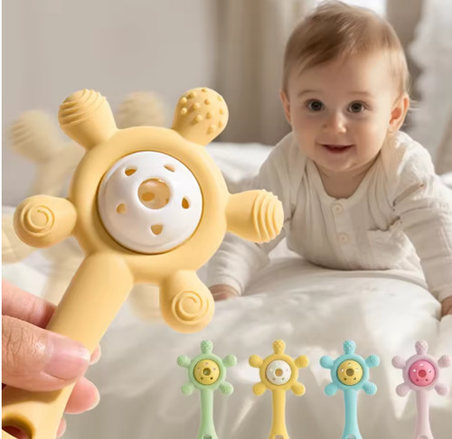 Silicone baby rattle toy - silicone,