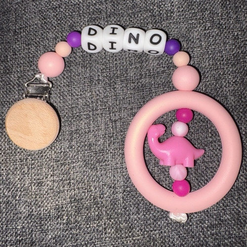 Dinosaur charm pink clip on - ,