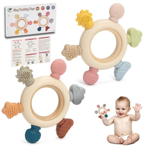 Dzpuhuojz pack teething ring - 2,